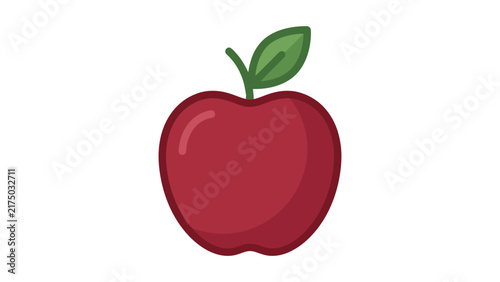 Red Apple Flat Vector Illustration