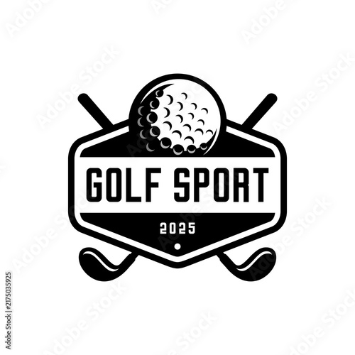 Golf sport design, ball and two sticks crossed 