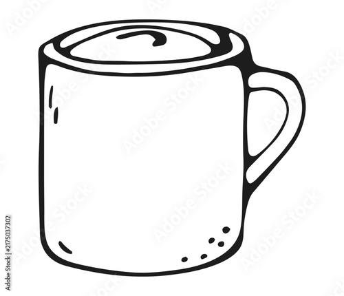 Coffee Mug with Latte Swirl Hand Drawn Doodle Clipart