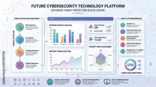 Infographic diagram of future cybersecurity technology platform components.