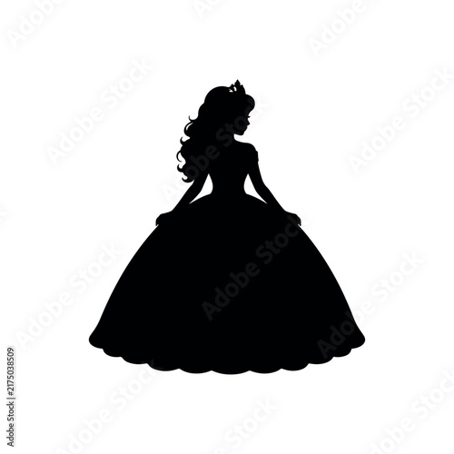 Quinceanera princess silhouette icon vector illustration on white background.