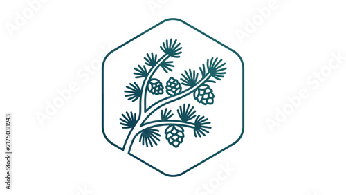 Pine Branch Hexagon Badge Design