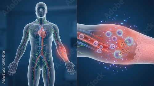 Detailed Visual Representation of Human Circulatory System with Vascular Inflammation