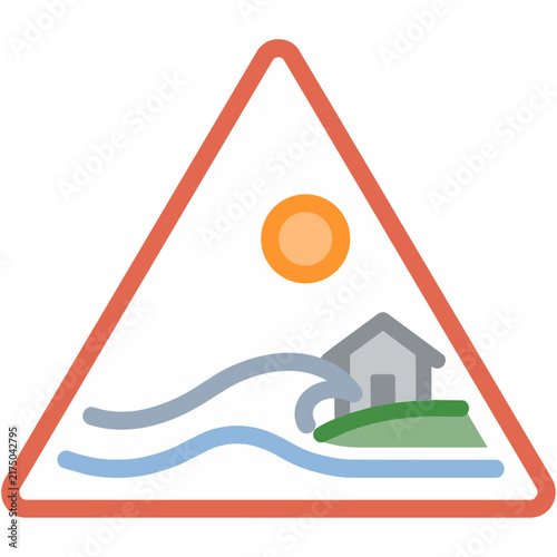 Tsunami danger warning sign.