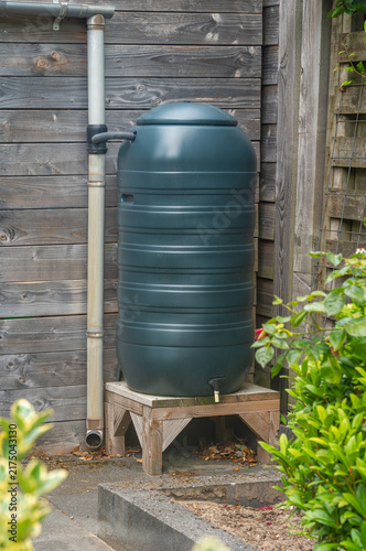 Rainwater harvesting with a garden rain barrel for water saving and sustainable gardening