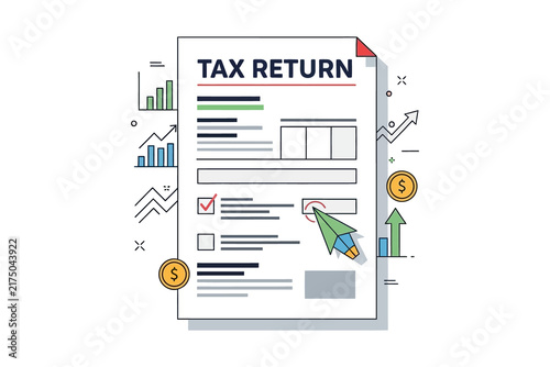 Flat Design Tax Return Form Vector Illustration