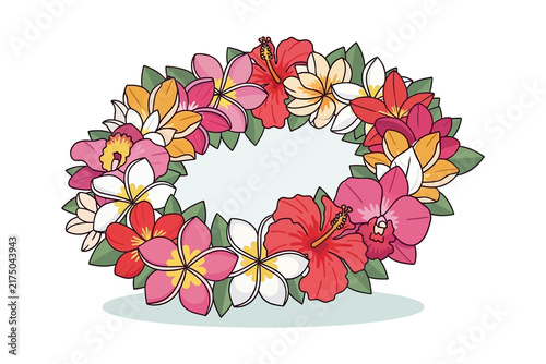 Tropical Flower Wreath Vector Illustration