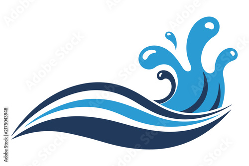 Stylized Blue Water Wave and Splash Vector