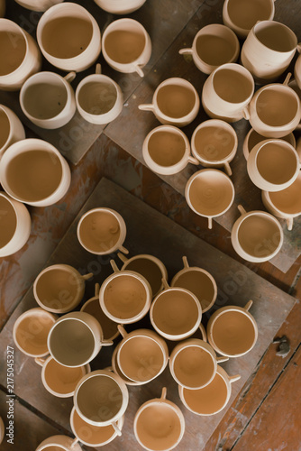The process of creating pottery.