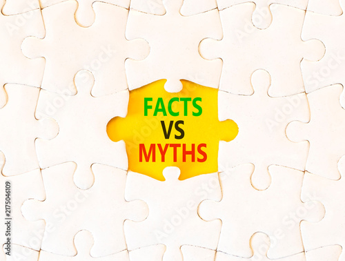 Fotografie Facts vs versus myths words symbol