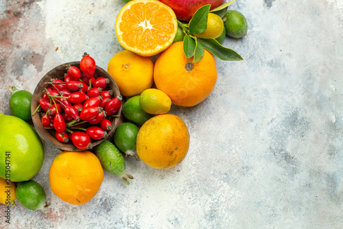 top view fresh fruits different mellow fruits on white background tree tasty photo ripe diet color health citrus