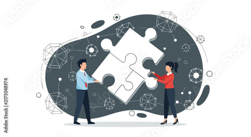 Teamwork and Collaboration Concept with Jigsaw Puzzle Pieces
