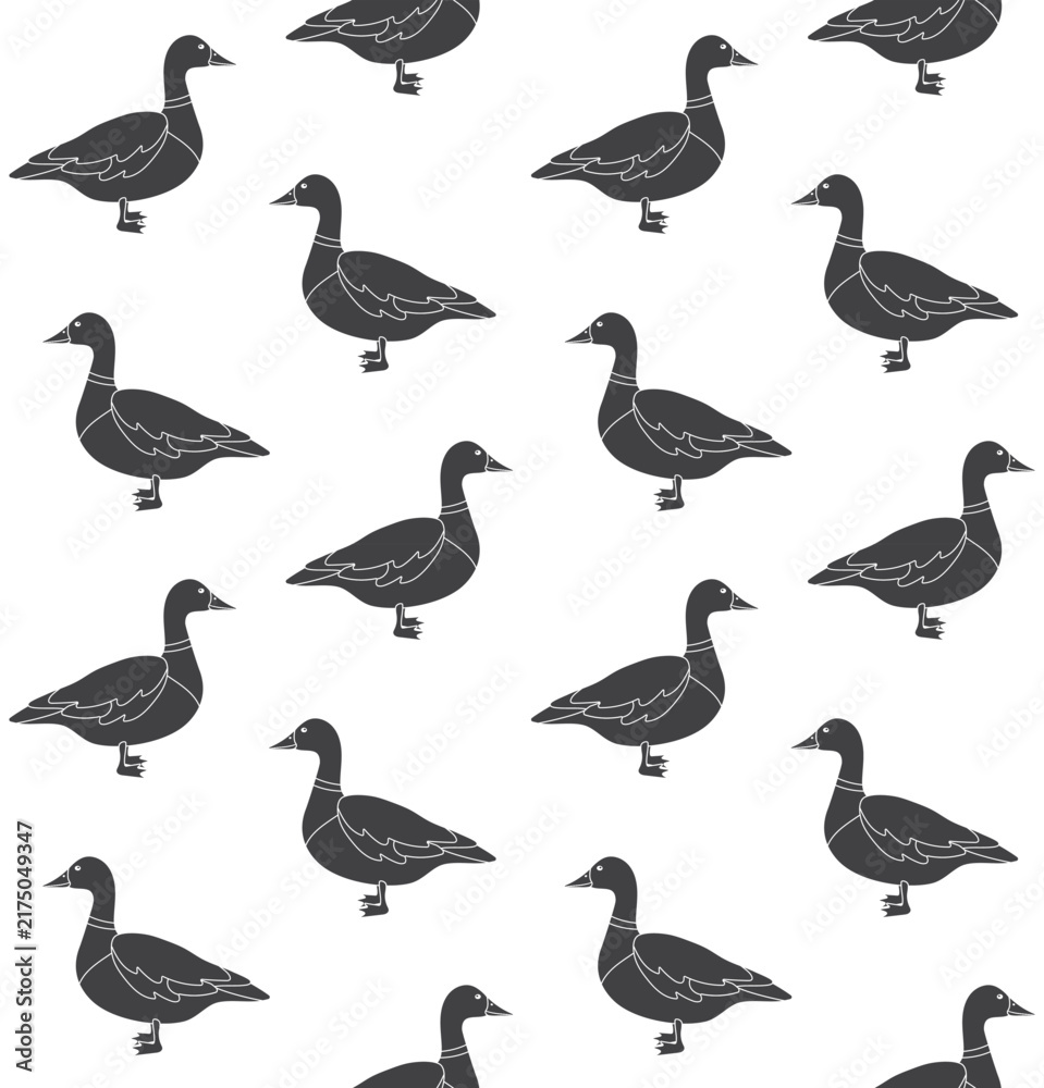 Obraz premium Vector seamless pattern of flat duck isolated on white background