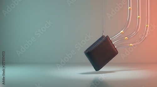 SubscriptionDrain-TealCoralGold-LeatherGlass-FinanceAdvertising-CleanStudioBackground
