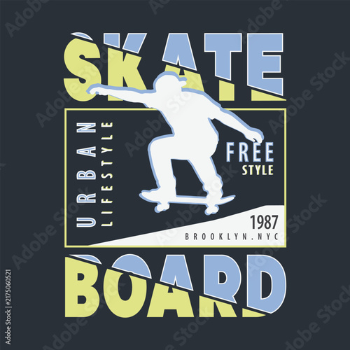 Vintage Brooklyn Skateboarding Graphic with Freestyle Skater and Retro Urban Typography