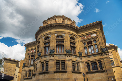 the yellow stone exterior of the nazionale centrale di firenze in florence italy