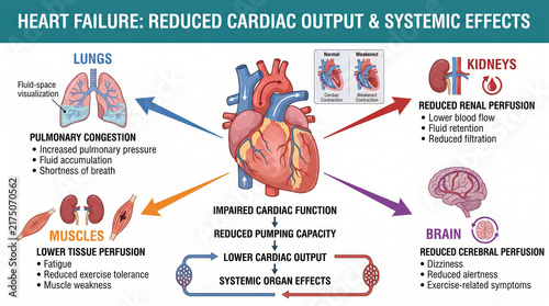 Understanding heart failure effects on lungs, kidneys, muscles, and brain