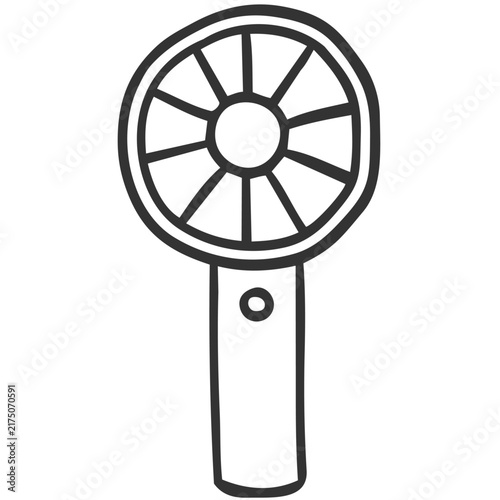 シンプルなハンディ扇風機のイラスト 線画