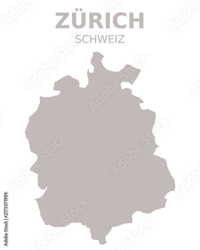 Zurich Canton Map, Switzerland – Minimalist Geographic Silhouette