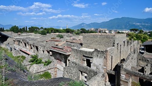 Wide Shot Overlooking Pompeii and the Bay of Naples