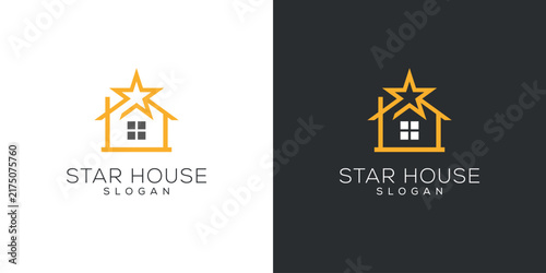 Modern minimalist star and house logo icon for real estate and property agency