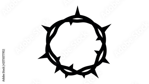 Foto Crown of Thorns Symbol: A stark black silhouette of a crown of thorns, symbolizing sacrifice and redemption