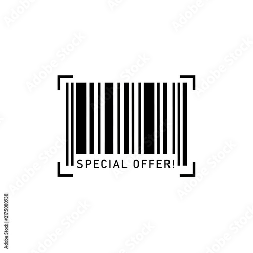 Black Retail Barcode with Offer Text.
