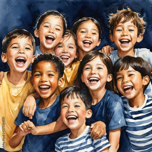 Watercolor painting of a group | high resolution background