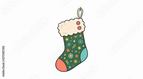 Christmas Stocking Icon Illustration for Holiday Decor and Seasonal Design