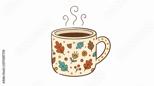 Autumn Coffee Mug Icon Vector Illustration for Seasonal Design
