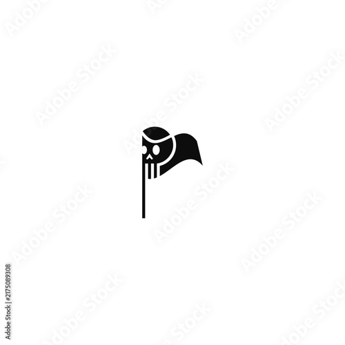 Skull on flag logo concept.
