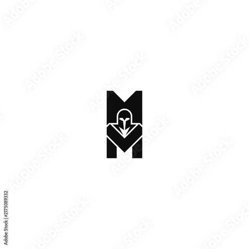 Knight in armor M letter logo.