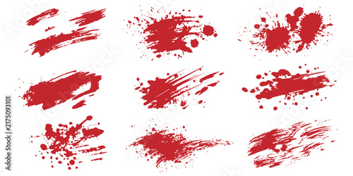 Abstract grunge paint splatters messy ink splashes and rough brush strokes vector illustration collection background.