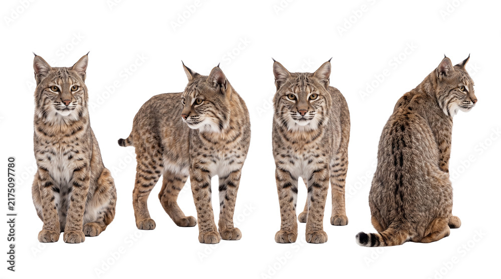 Fototapeta premium bobcat PNG set , white background as transparent