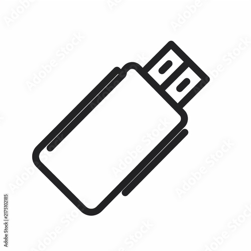 USB Flash Drive Memory Stick Icon Vector Line Art