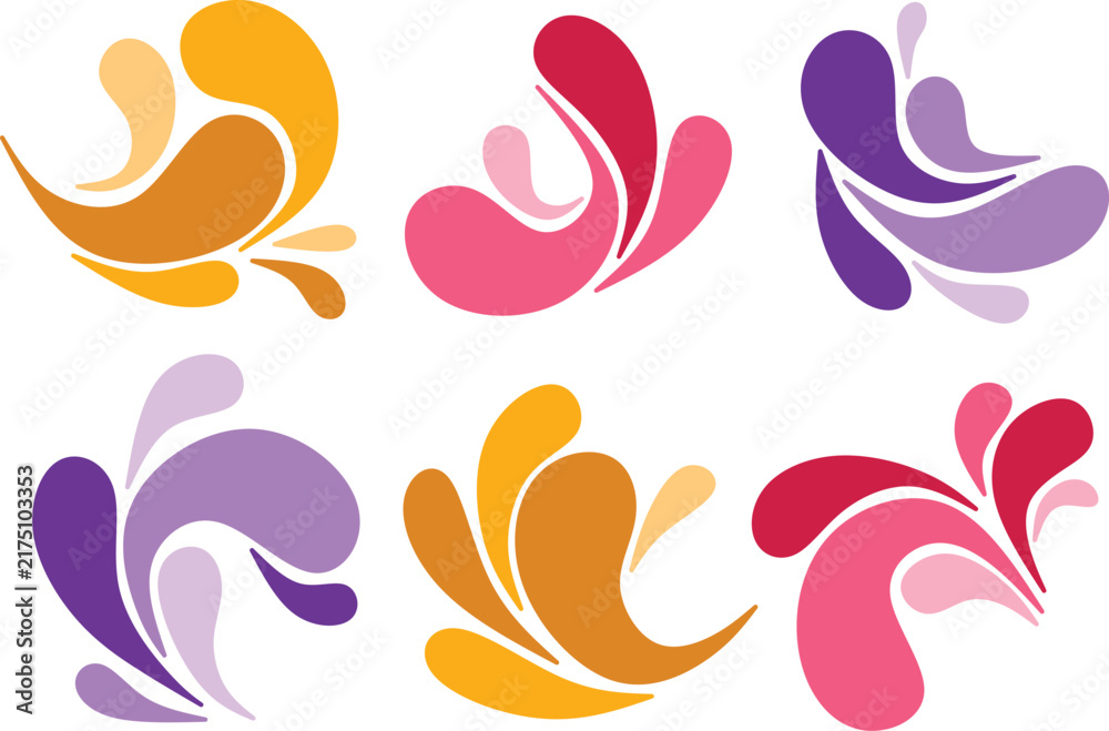Naklejka premium water drop splash multicolor set vector 