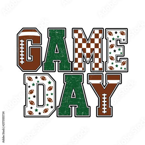 Football Game Day Pattern Typography