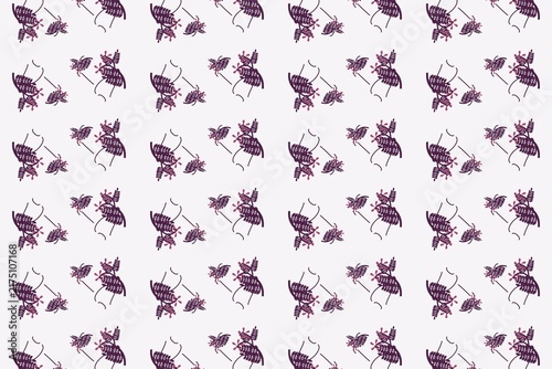 Modern botanical seamless tile, wavy fern leaves and daisies in purple
