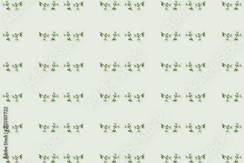 Seamless green pattern of narrow leaves and lavender