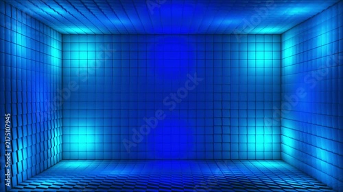 Broadcast Pulsating Switching Hi-Tech Blinking Illuminated Cubes Room Stage, Multi Color, Events, 3D, Loopable, 4K