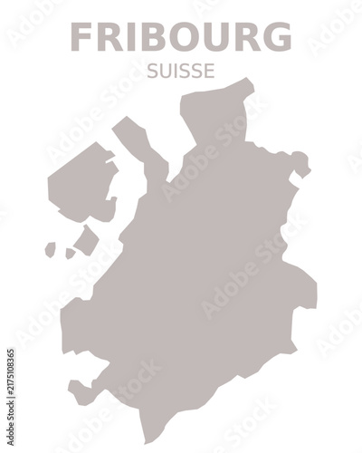 Fribourg Canton Map, Switzerland – Minimalist Geographic Silhouette