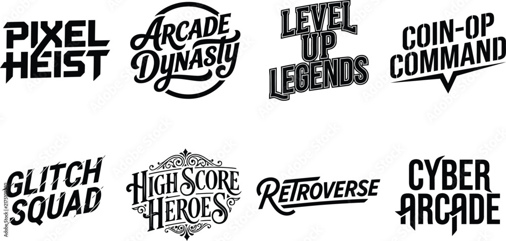 Obraz premium Retro arcade game logo set collection