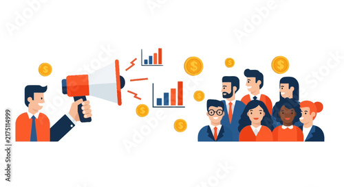 Business Marketing and Financial Growth Strategy Vector Illustration