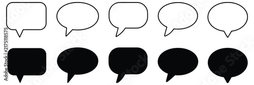Bild auf Leinwand Speech bubble icon set, chat, message, comment, dialogue, conversation, feedback, reply, contact, communication, online, interface, pictogram, editable vector