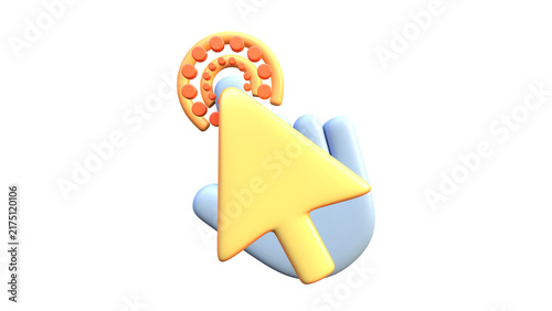 3D Rendered Interactive Pointer Cursor and Hand Gesture Icon for Digital Interface Navigation Design 77