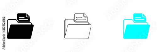Bild auf Leinwand Flat design folder icons with document preview in different colors