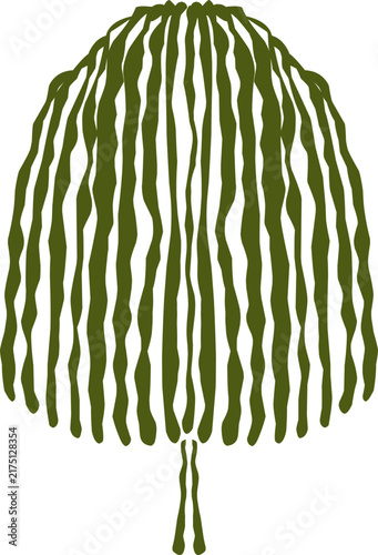 Fine line green foliage tree shape