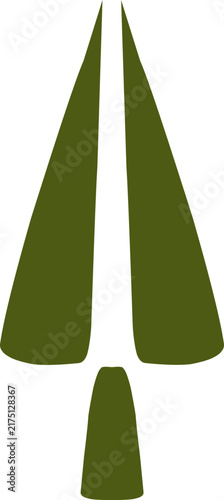Two vertical green tree trunk shapes