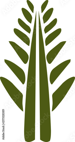 Stylized green branch tree vector silhouette