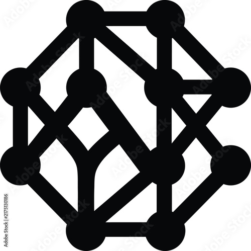 A minimalist abstract geometric network graphic showing interconnected nodes and lines.